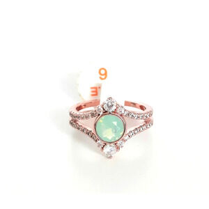 New Bomb Party Faceted Opal Clear Crystal Stone Rose Gold Plated Ring Size 6